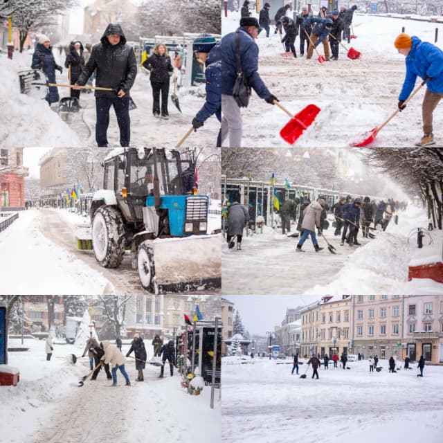 Коли негода об’єднує: франківські чиновники вийшли на допомогу комунальникам боротися з снігопадом